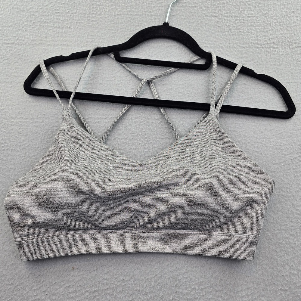 Old Navy Active Light Support Strappy Sports Bra Women Large Heather Gray V Neck